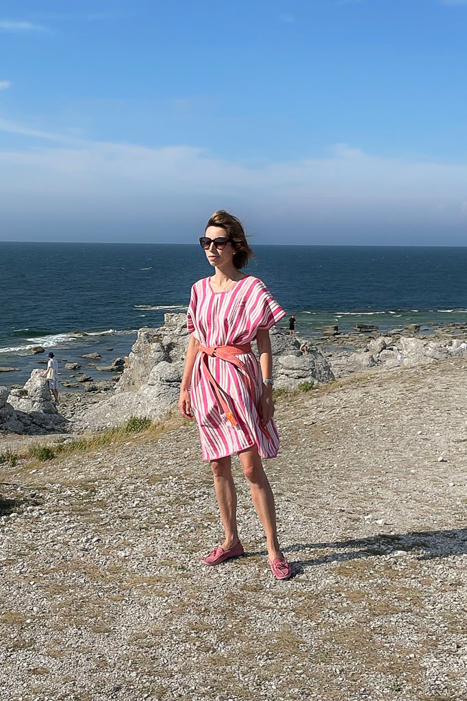 blue dress for baby girl Pink Stripe Narrow Mini Kaftan