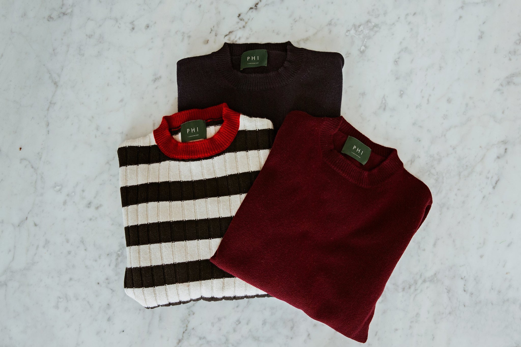 Sustainable Knitwear PHI Burgundy Black cashmere Sweaters
