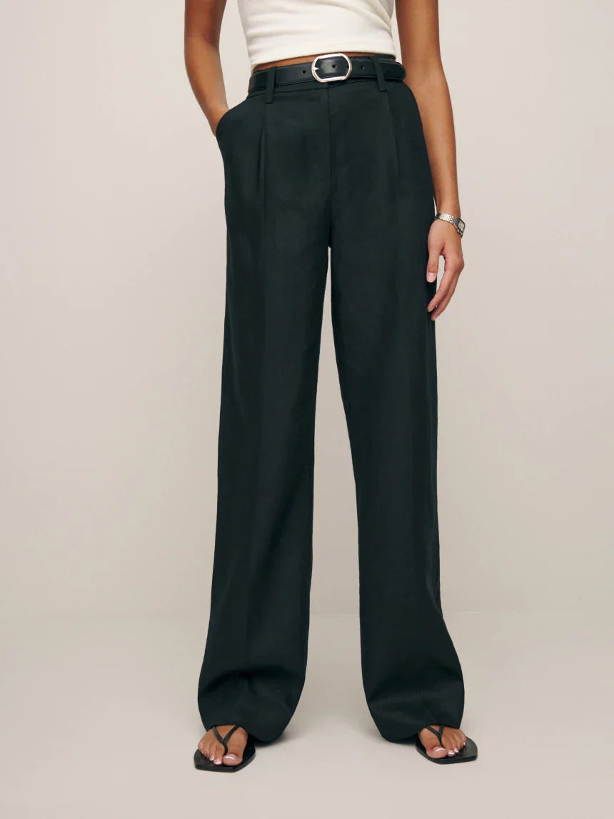 Alex Mid Rise Linen Pant - Harbor Stripes