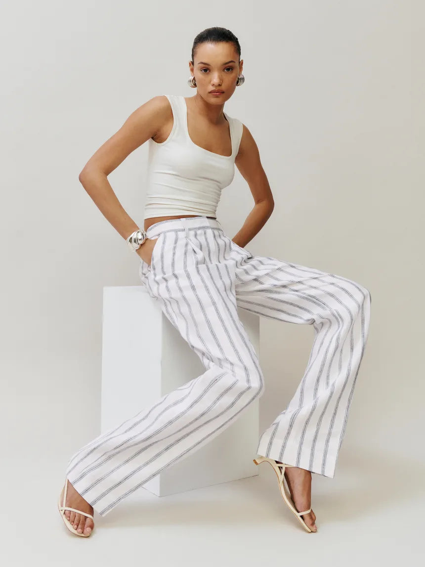 Alex Mid Rise Linen Pant