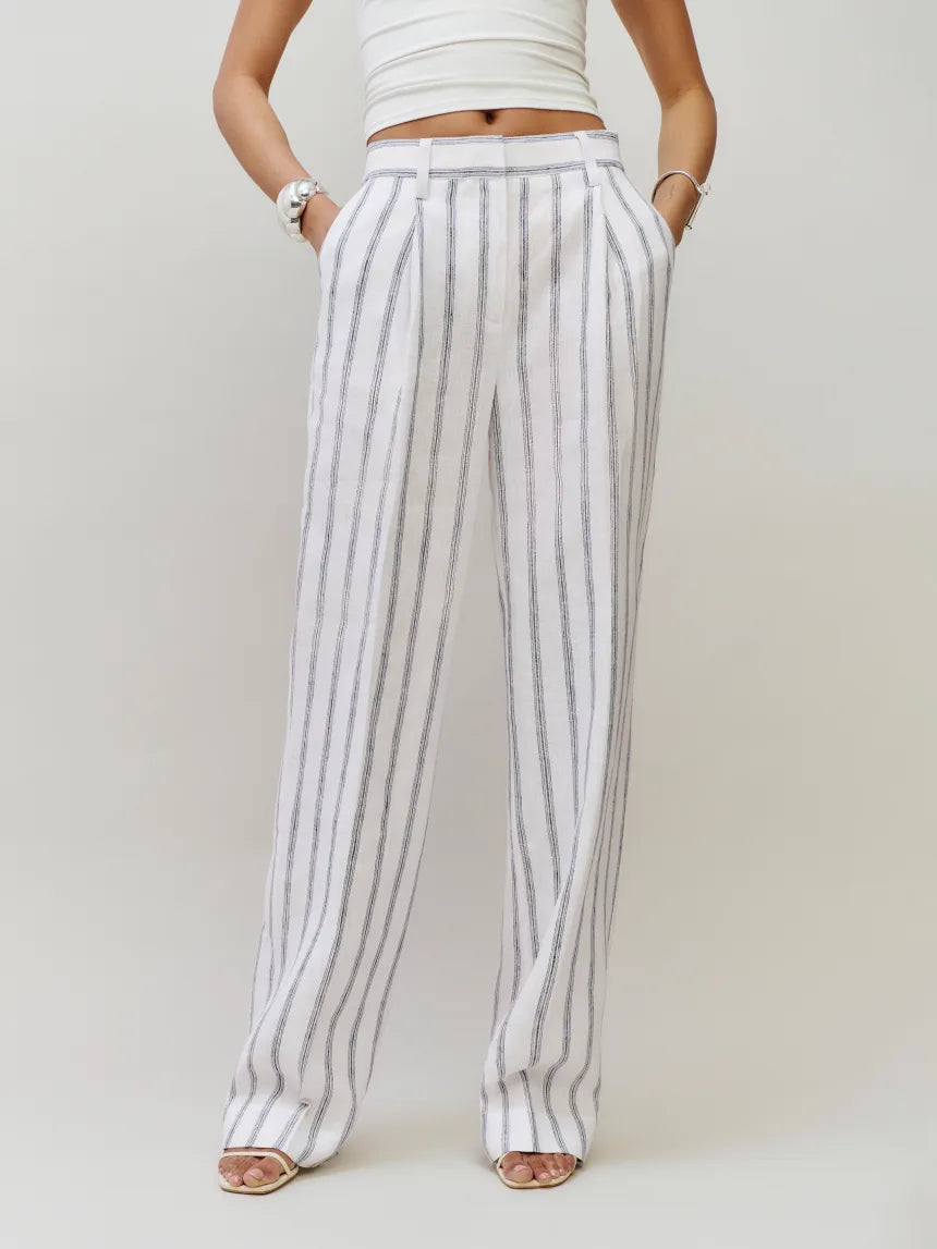 Alex Mid Rise Linen Pant