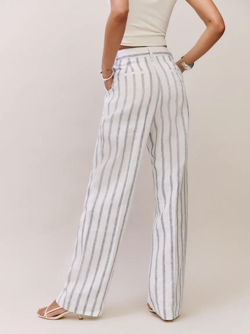 Alex Mid Rise Linen Pant