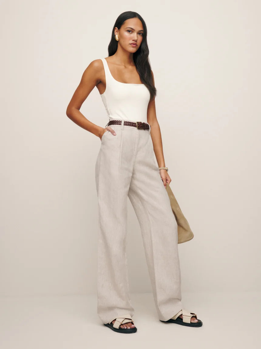 Alex Mid Rise Linen Pant