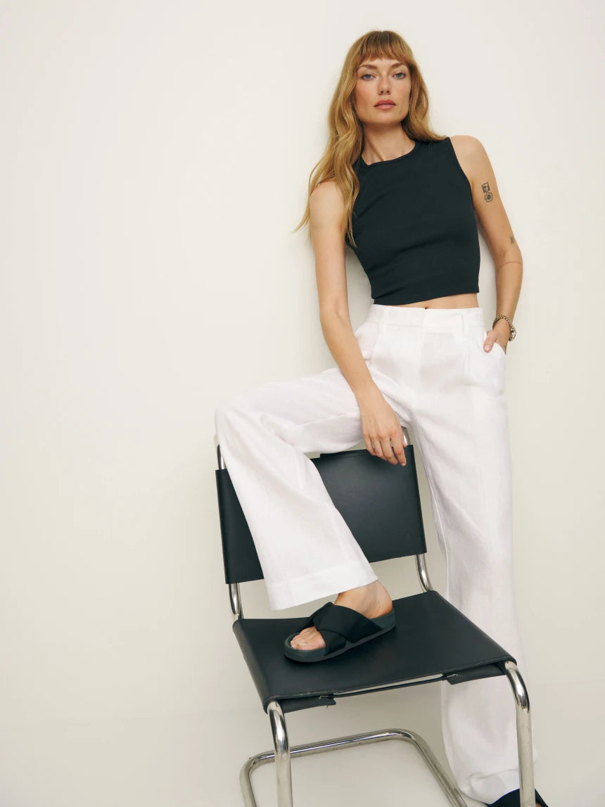 Alex Mid Rise Linen Pant