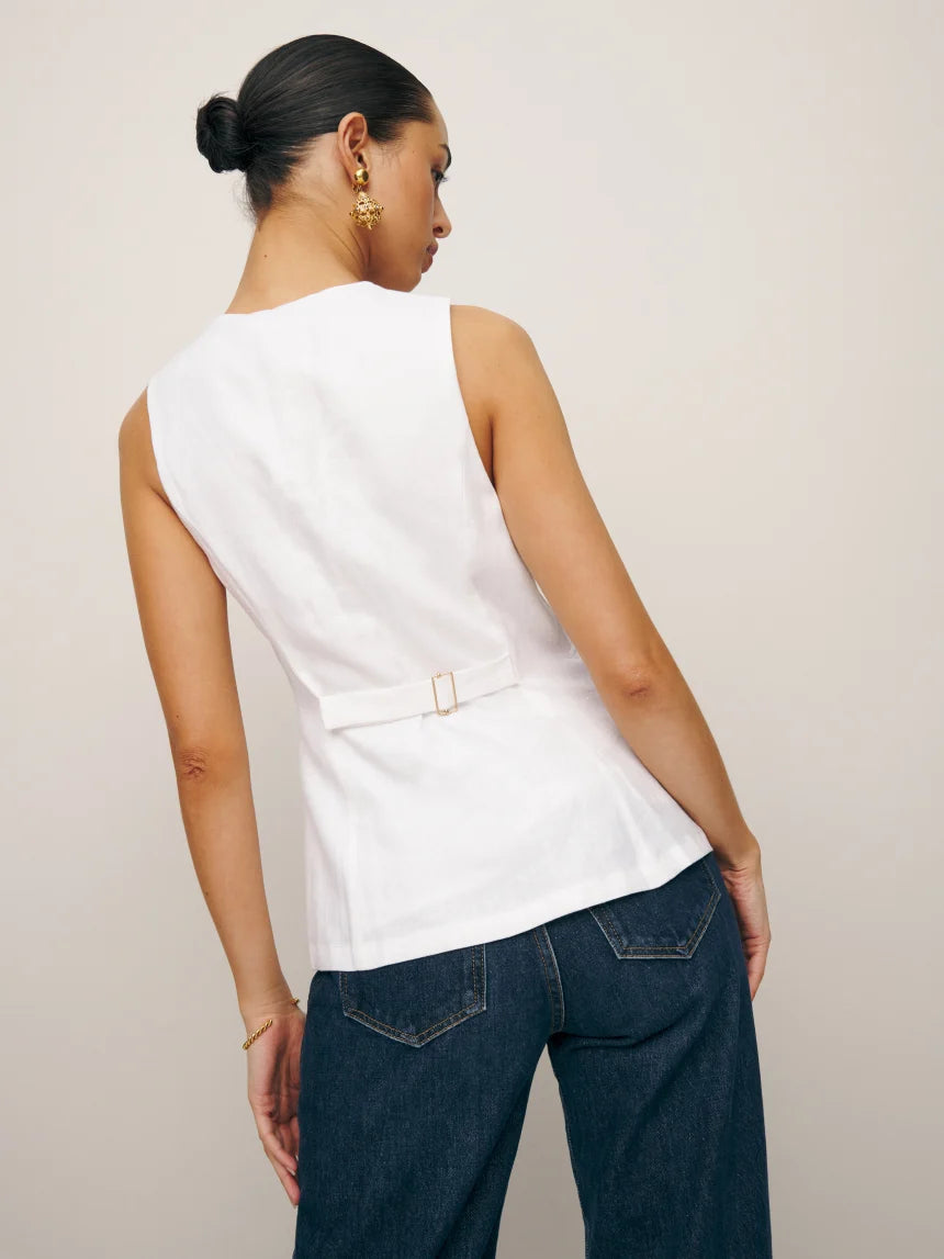 Aspen Linen Top - White