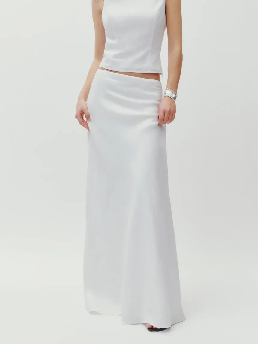 Bella Linen Skirt - White