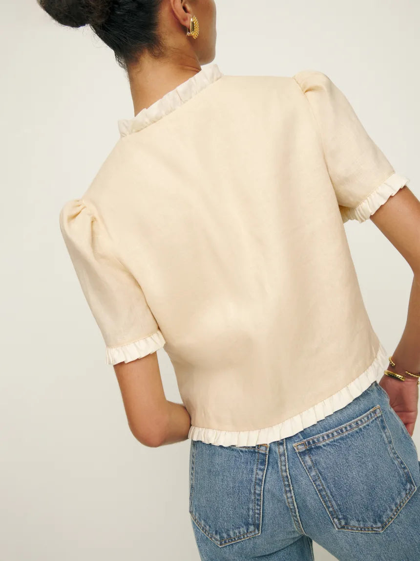 Bess Linen Top - Sugar