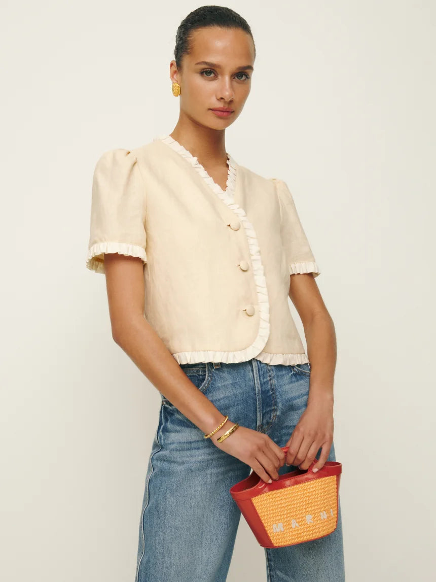 Bess Linen Top - Sugar