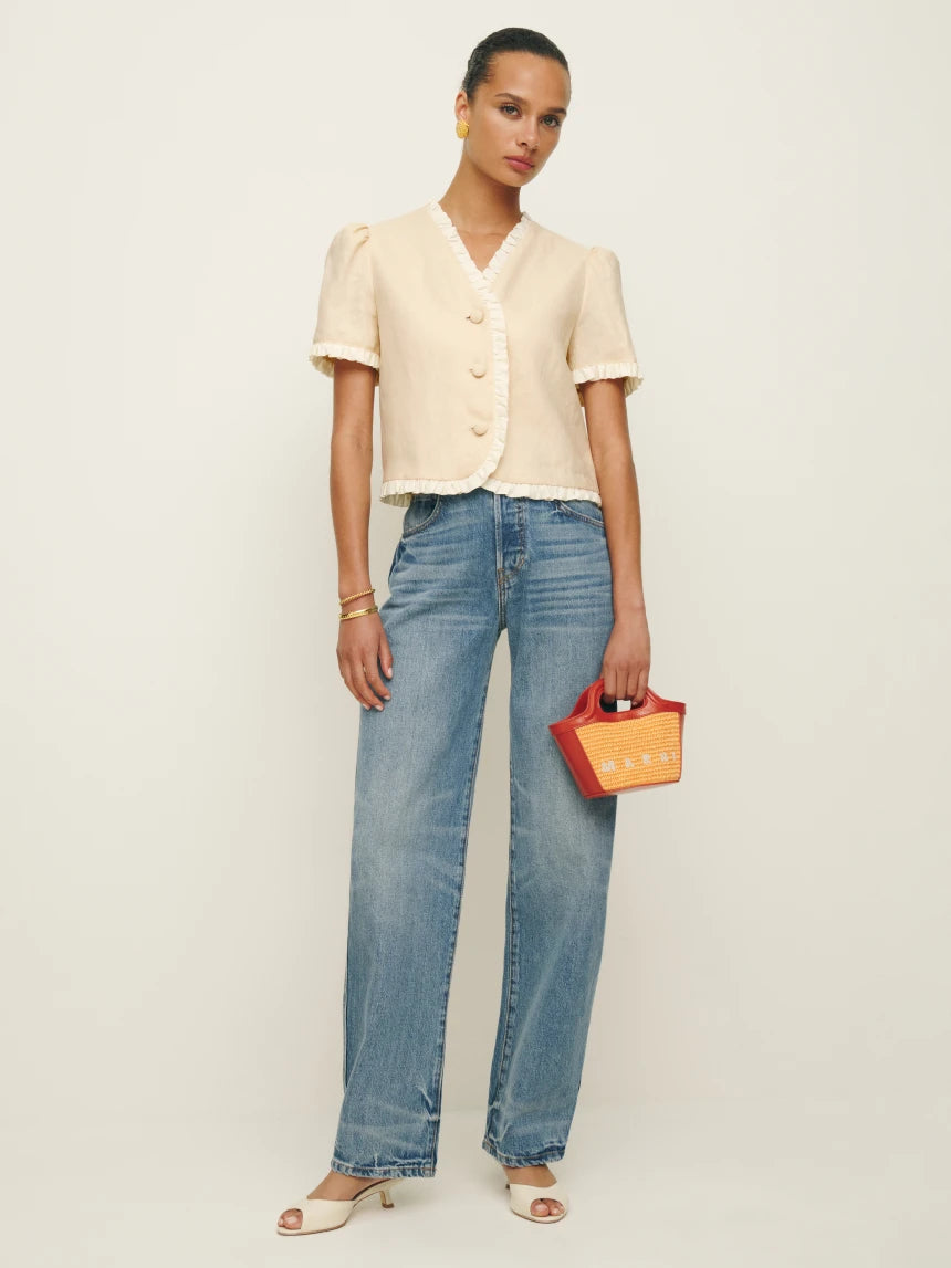 Bess Linen Top - Sugar