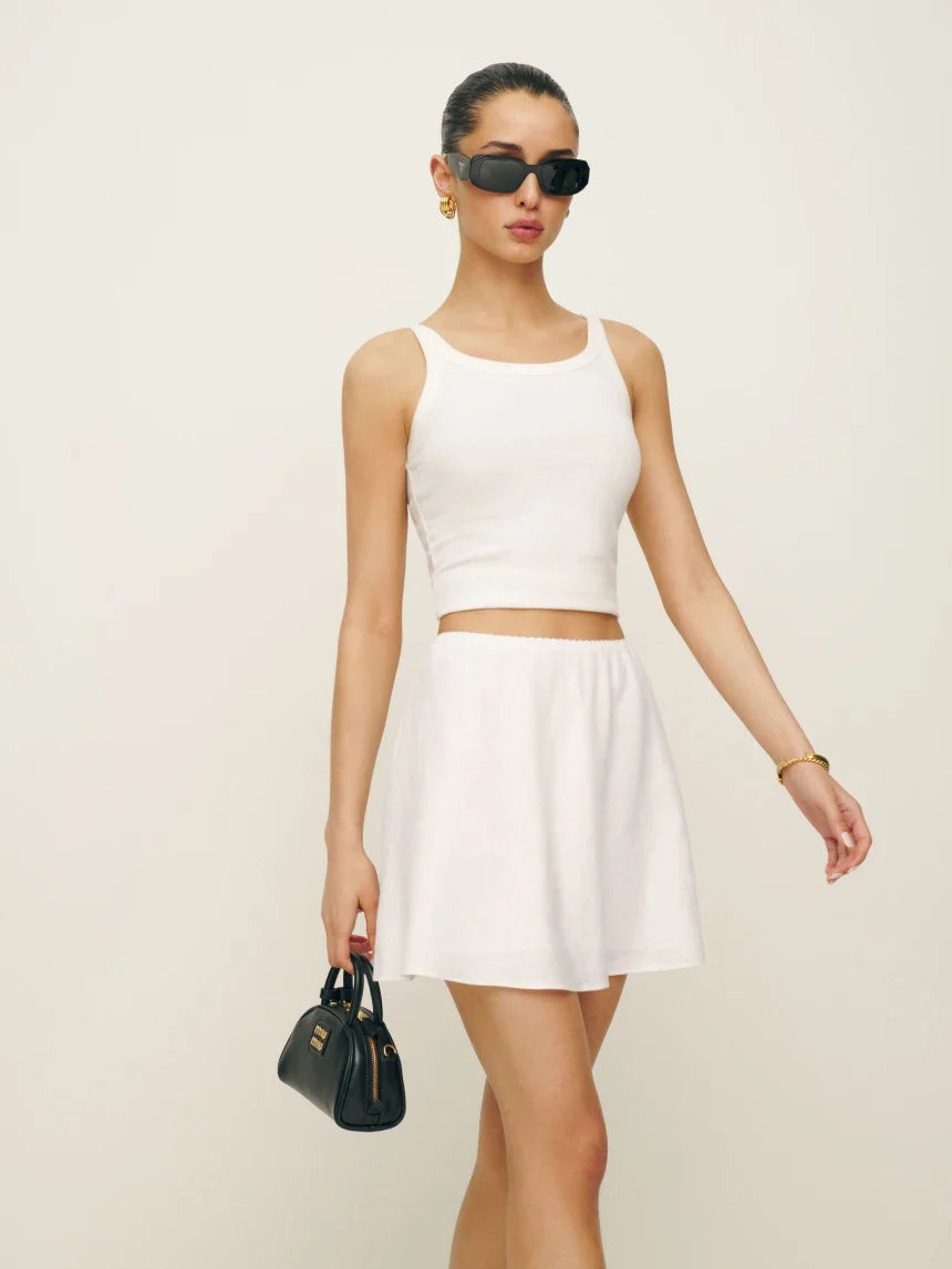 Brandy Linen Skirt - White