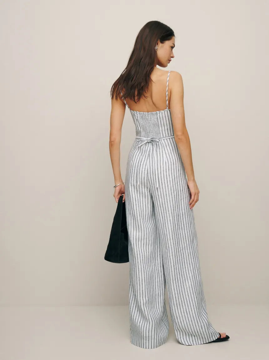 Ciara Linen Jumpsuit (Antibes Stripes)