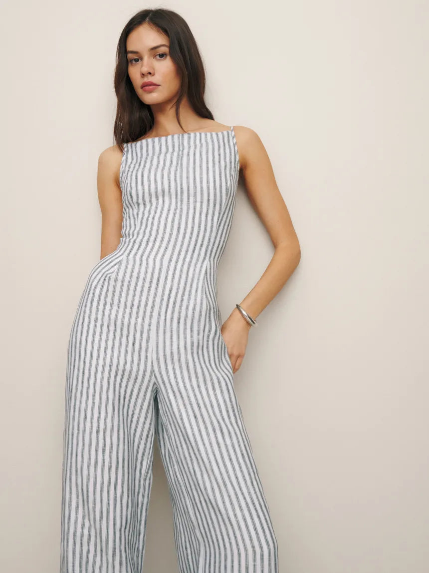 Ciara Linen Jumpsuit (Antibes Stripes)