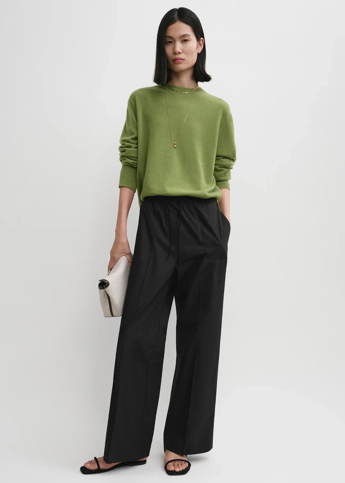 Cotton Drawstring Trousers - Stone