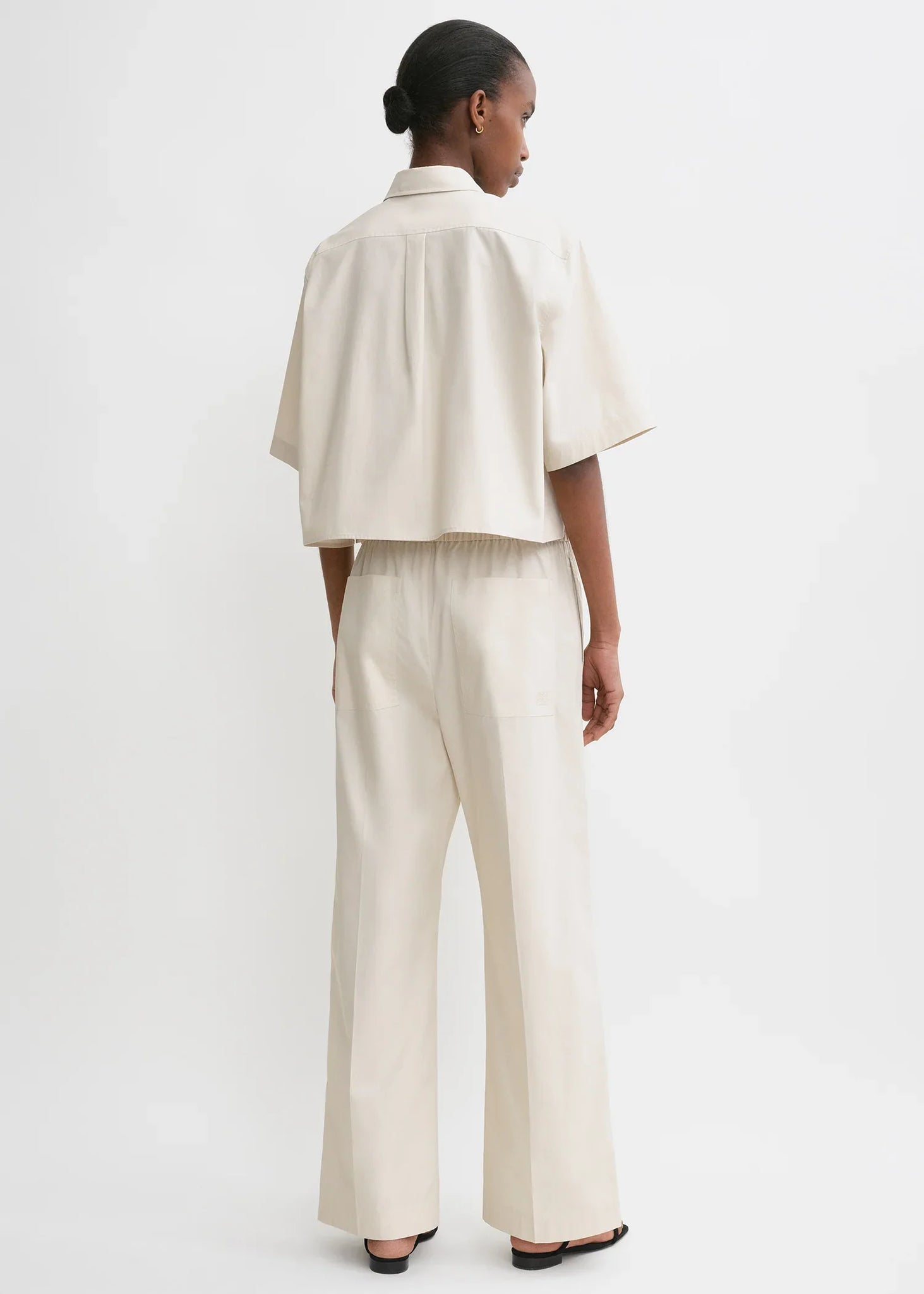 Cotton Drawstring Trousers - Stone