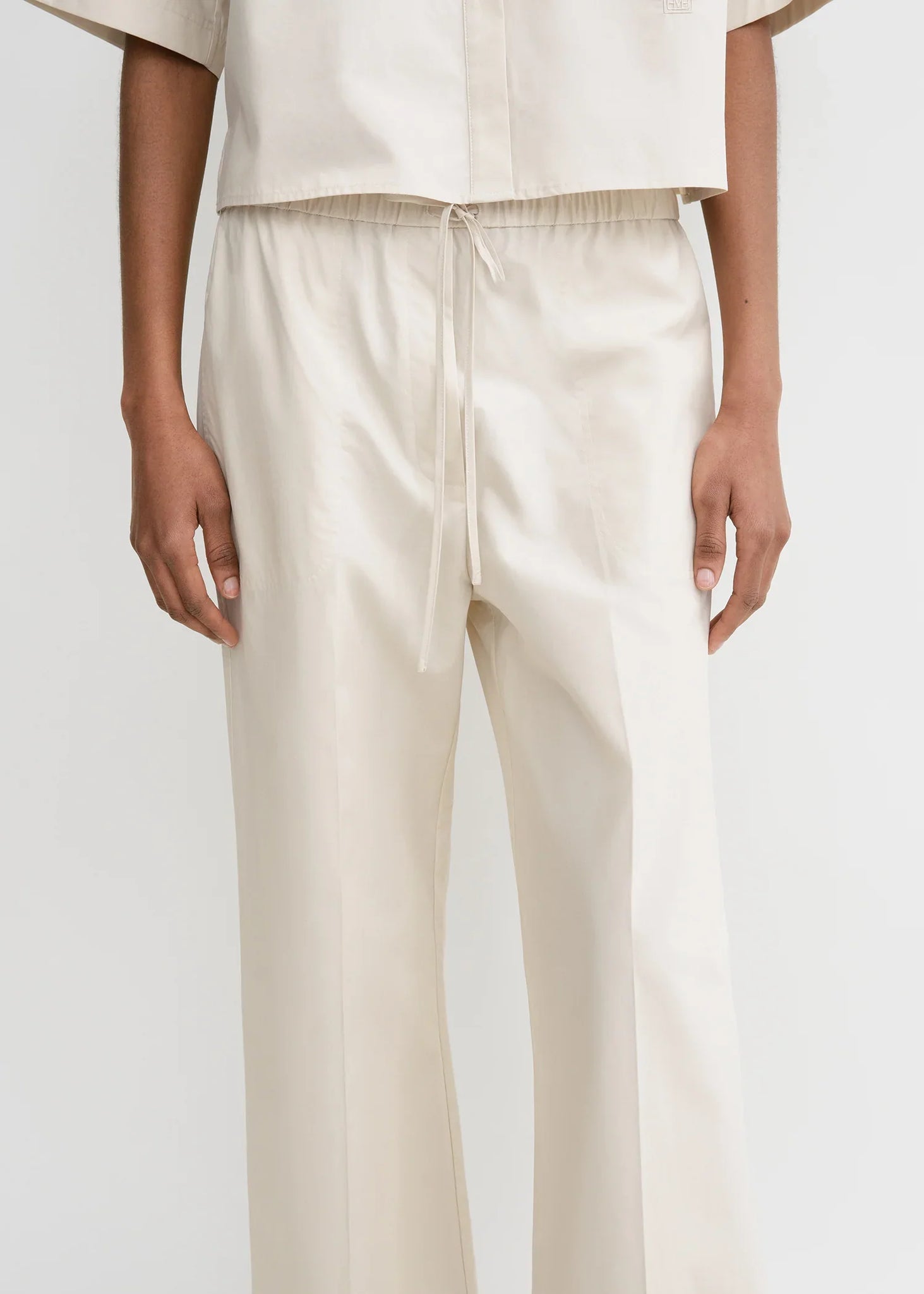 Cotton Drawstring Trousers - Stone