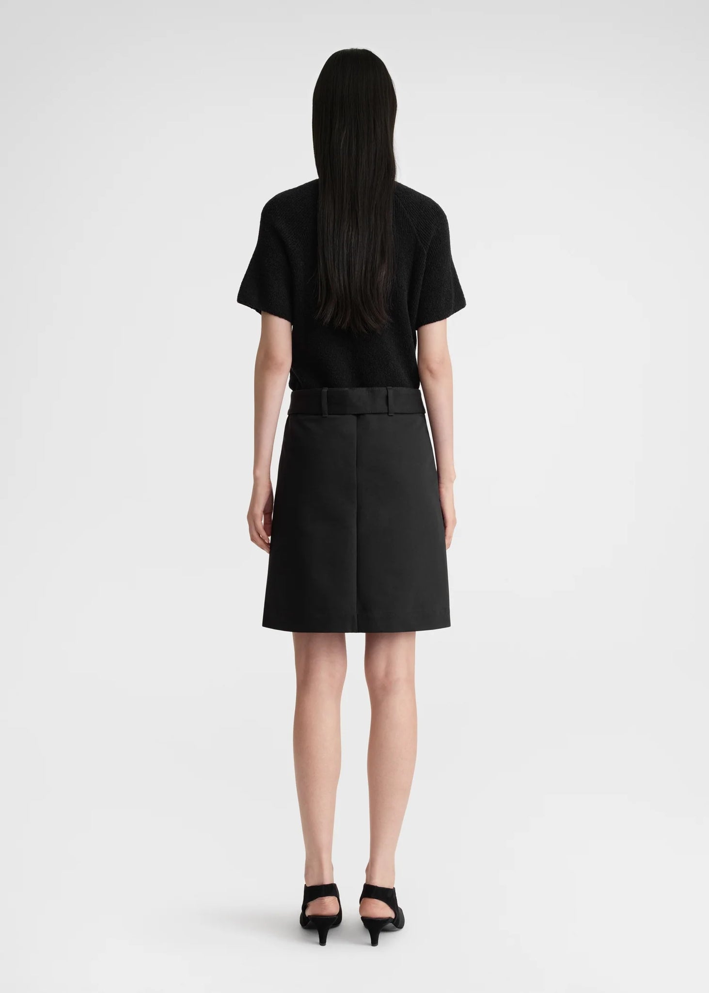 Cotton Trench Skirt - Black