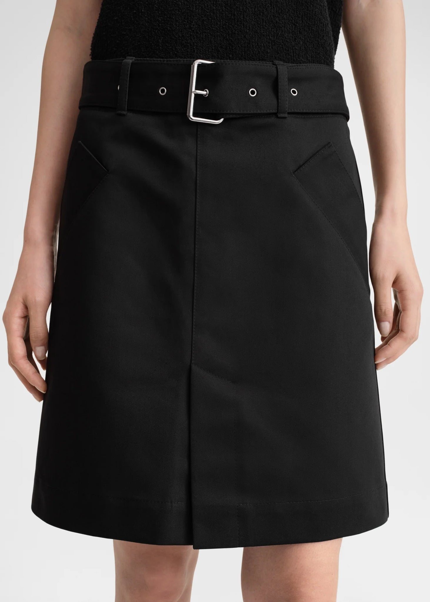 Cotton Trench Skirt - Black