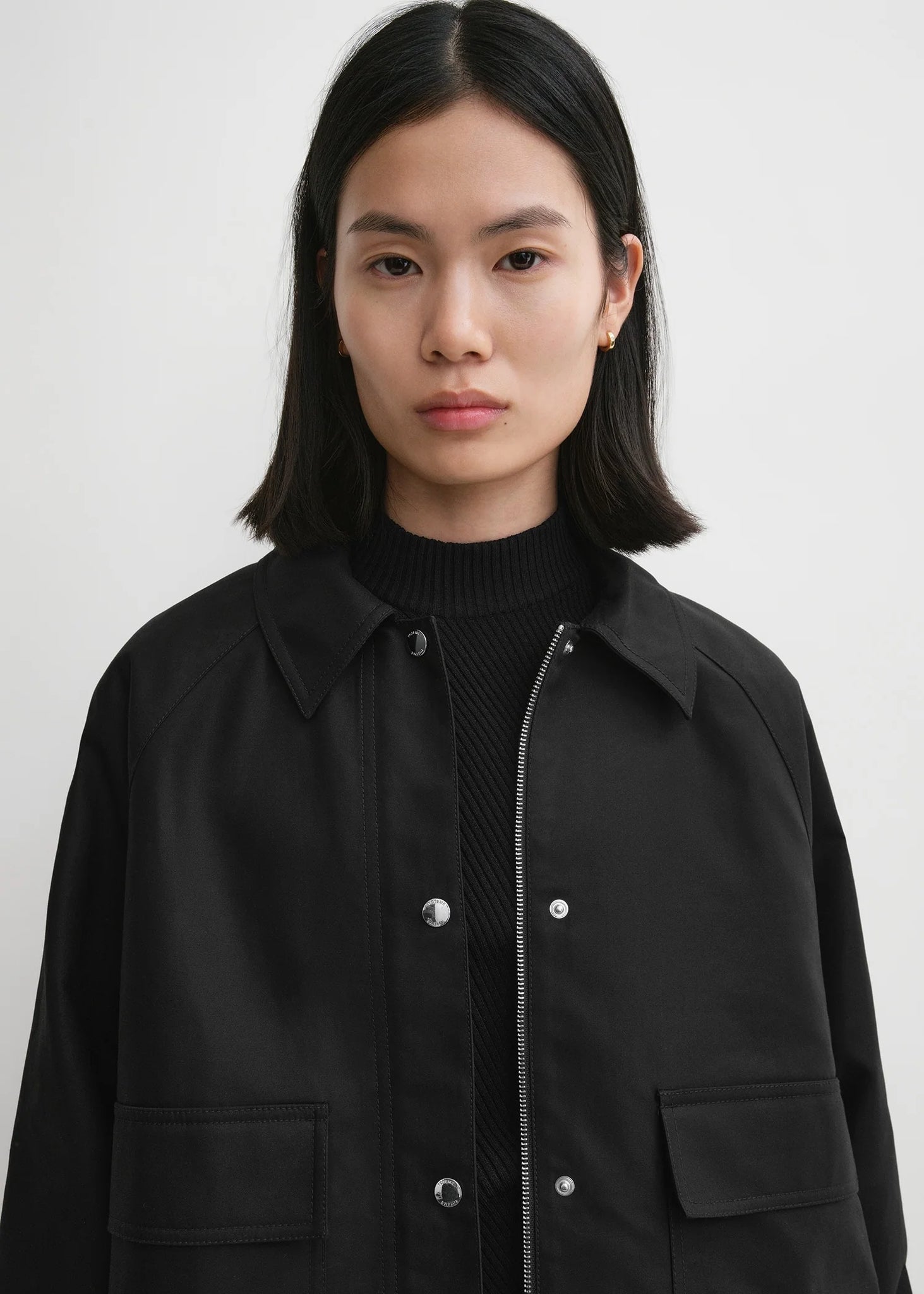 Cropped Cotton Jacket - Black