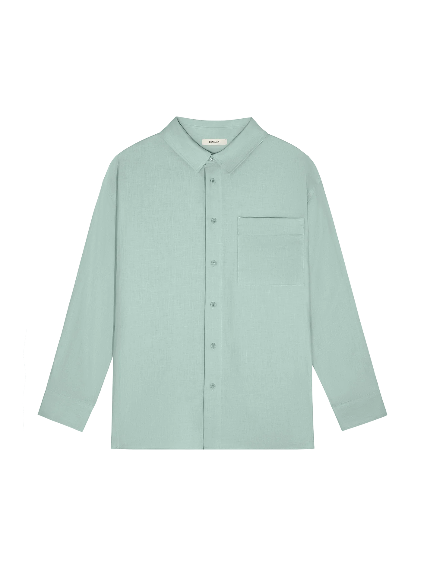 DNA Aloe Linen Collared Long Sleeve Shirt - Eucalyptus Blue