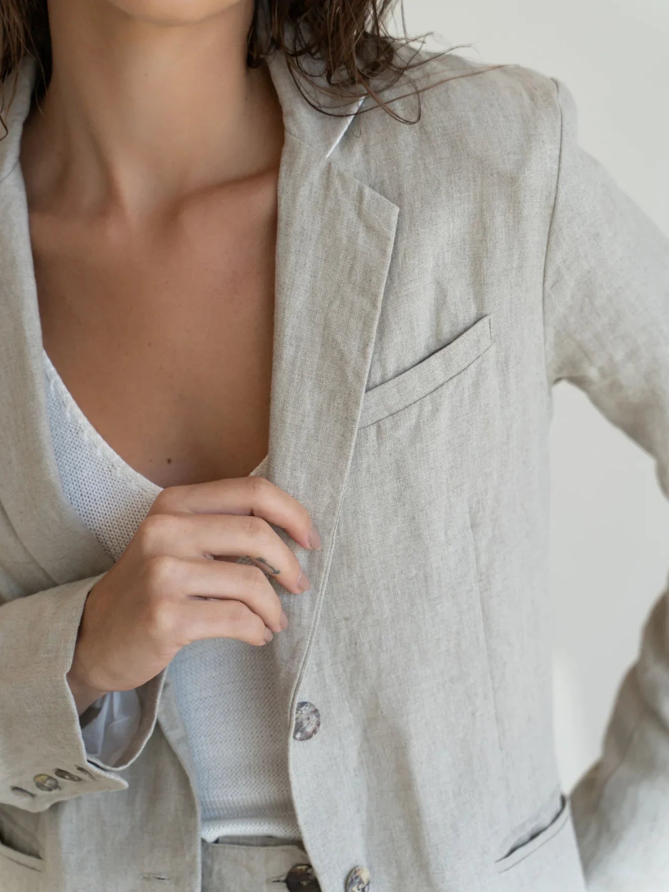 Linen Blazer (Natural Brown)