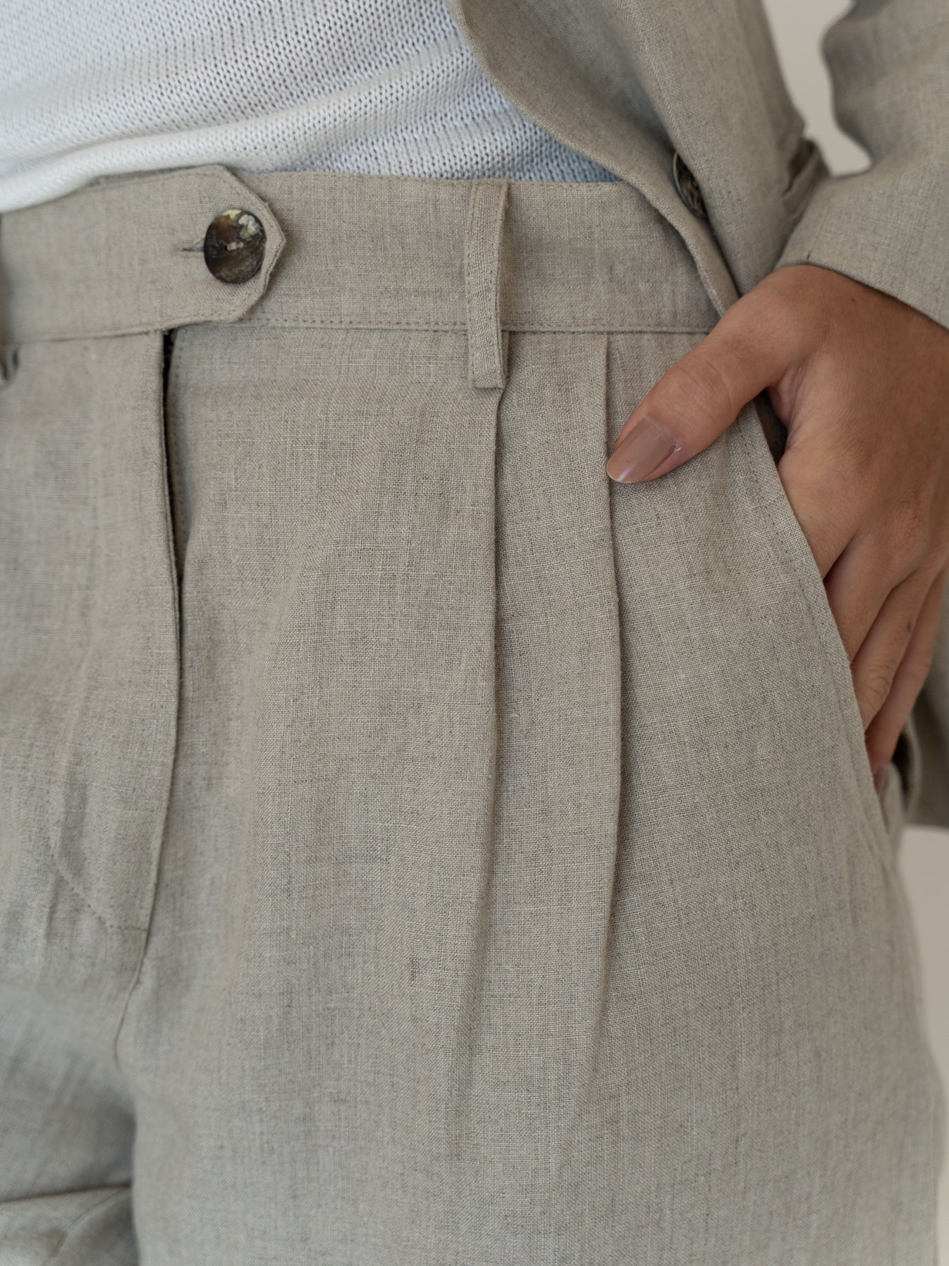 Linen Pleat Pant (Natural)