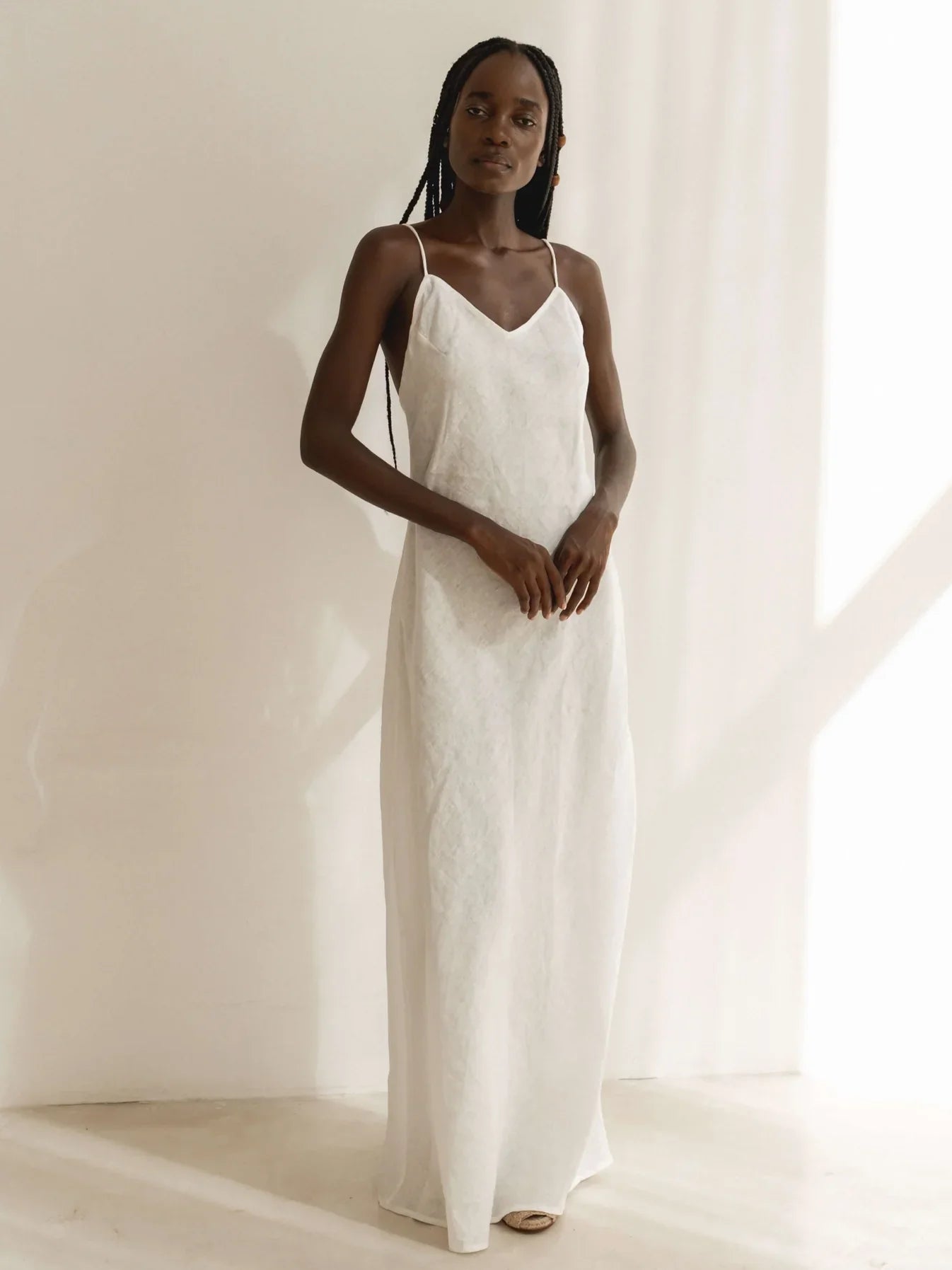 linen slip dress Linen Slip Dress (Natural Brown)