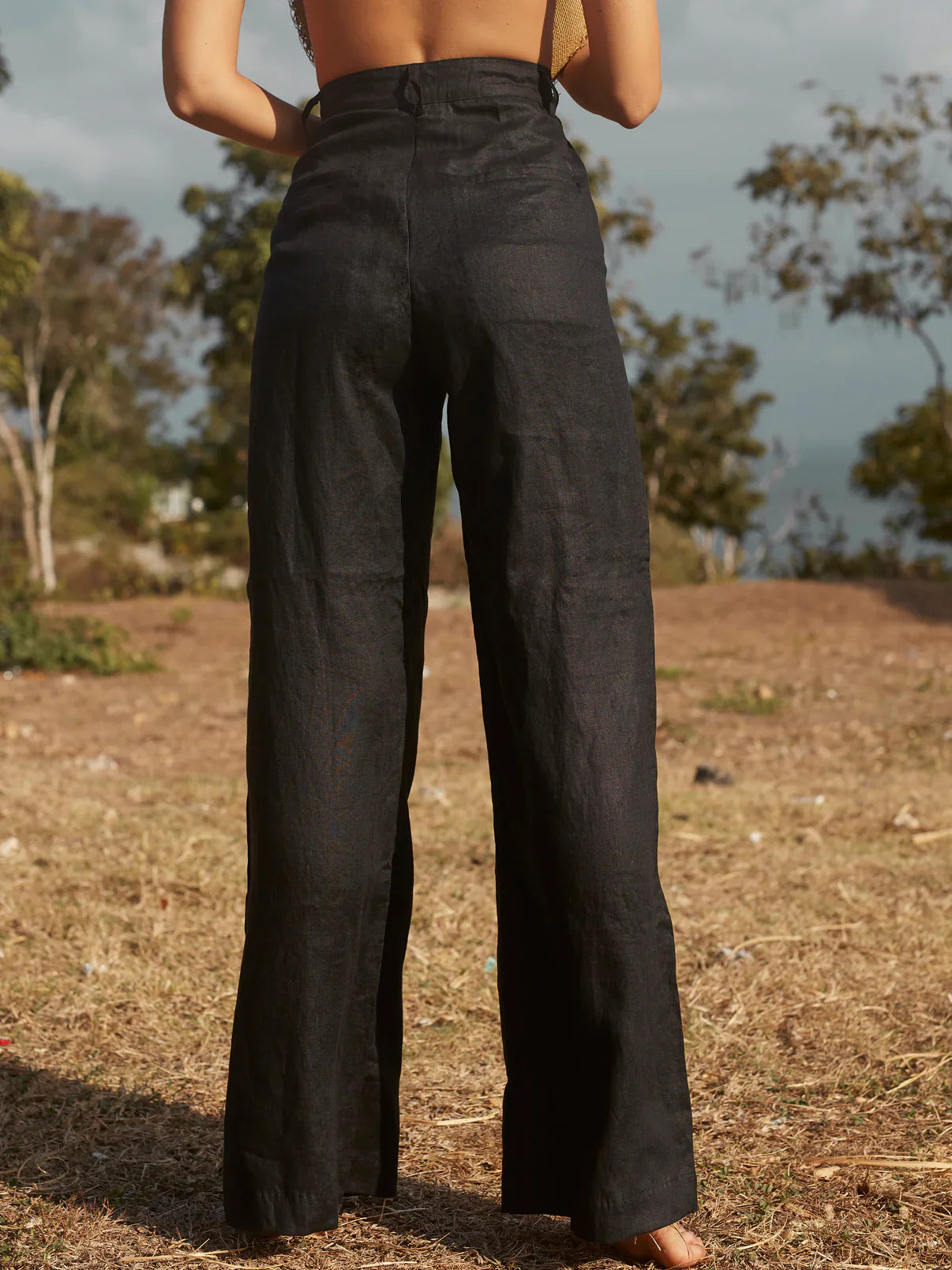 Linen Pleat Pant (Black)