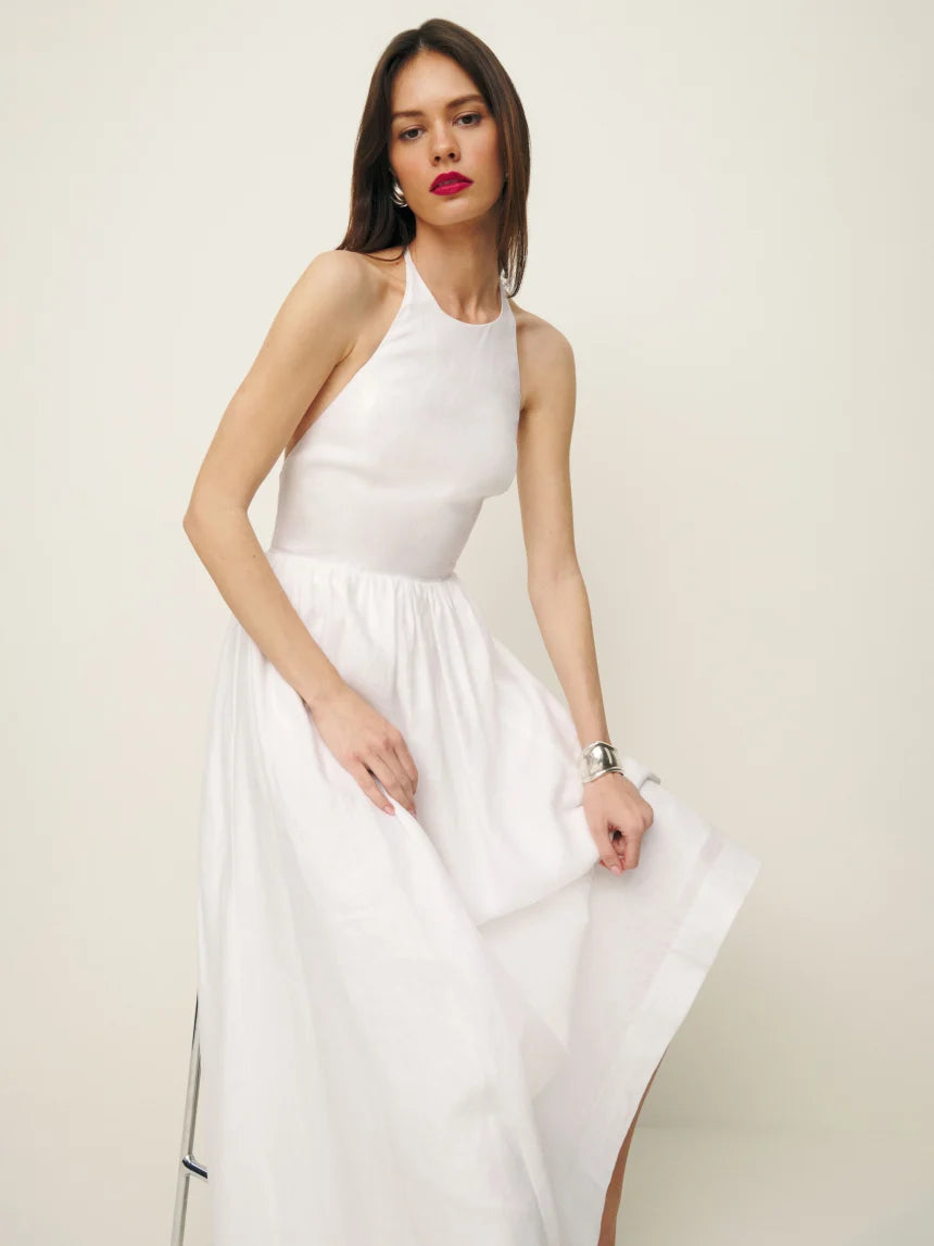 Percy Linen Dress - Sleeveless (Parmesan)