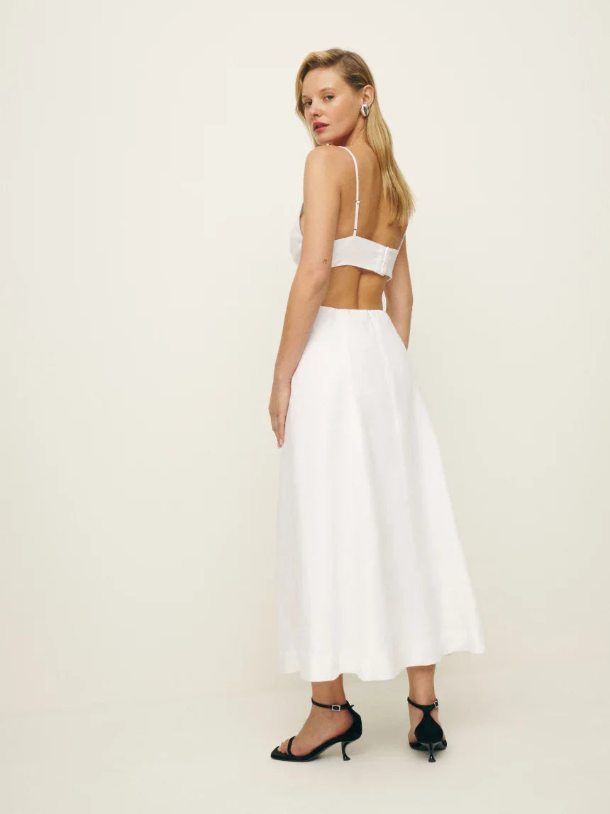 Samara Linen Dress - Sleeveless (White)