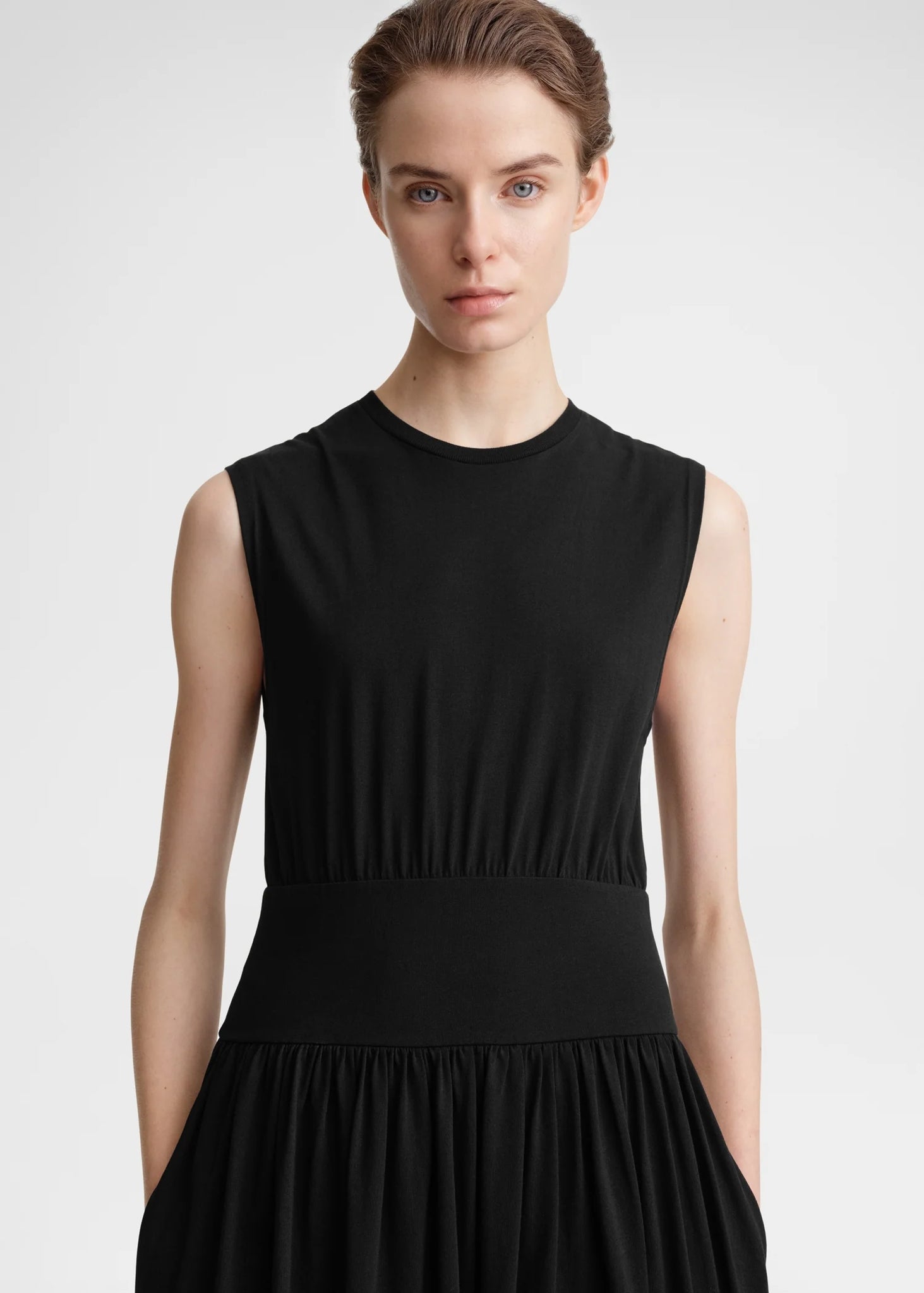 Sleeveless Cotton Tee Dress (Black)