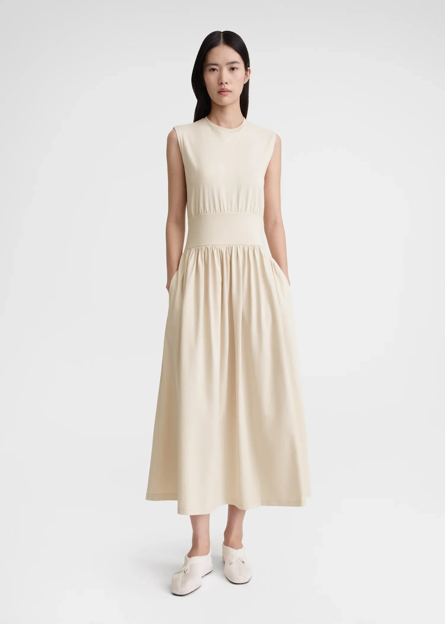 Sleeveless Cotton Tee Dress (Vanilla)