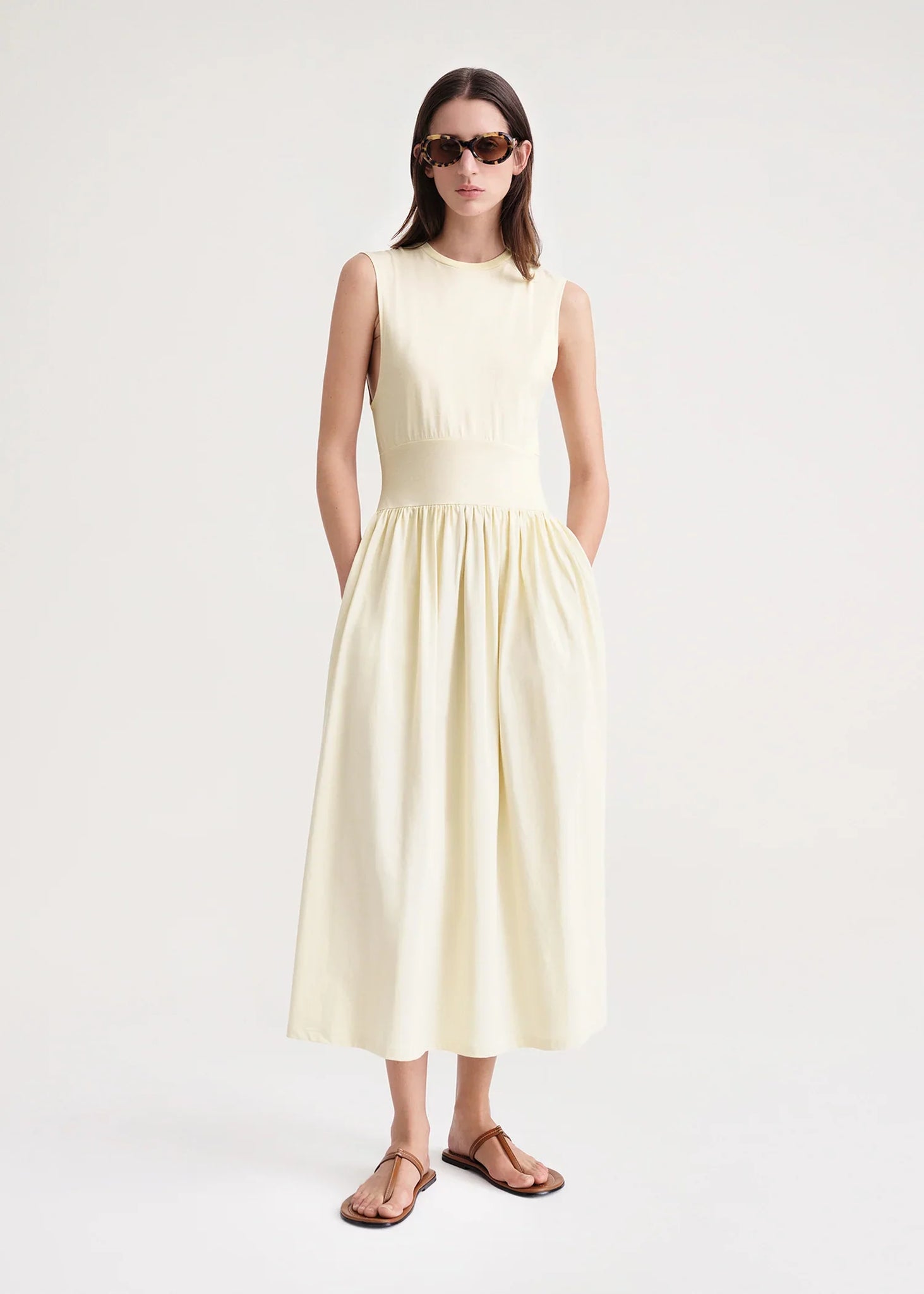 Sleeveless Cotton Tee Dress (Pearl)