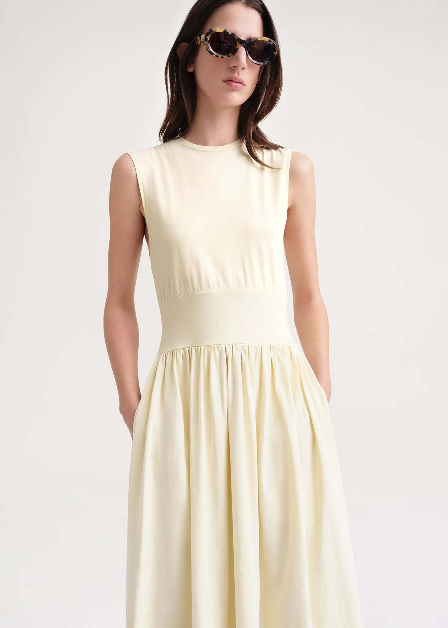 Sleeveless Cotton Tee Dress (Pearl)