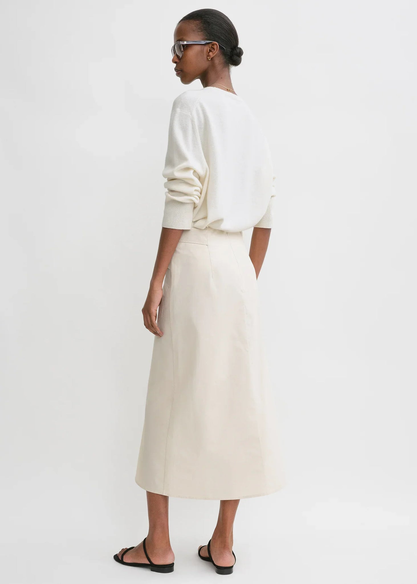 Tie-Waist Cotton Skirt - Stone