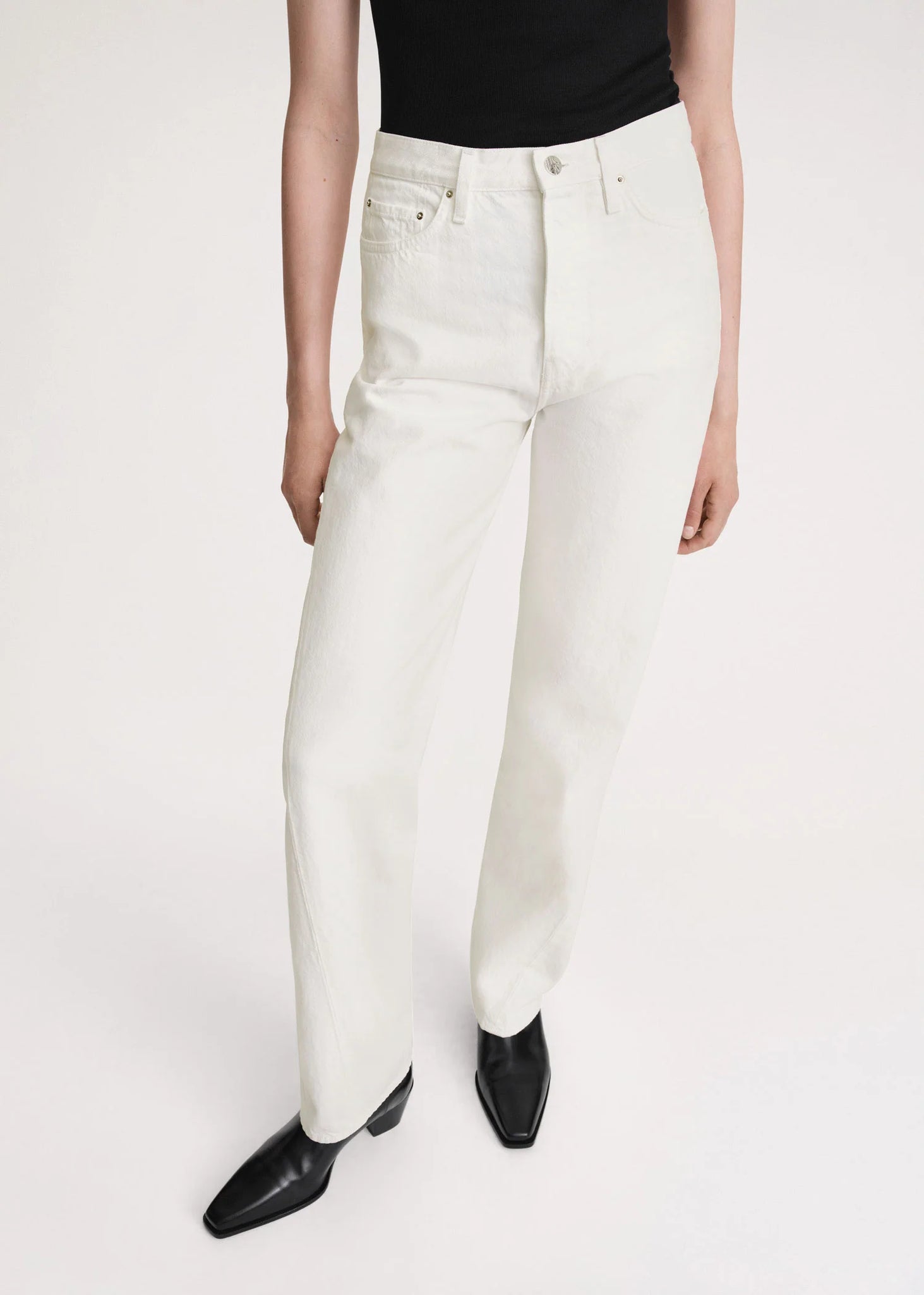 Twisted Seam Denim Full Length - Off White