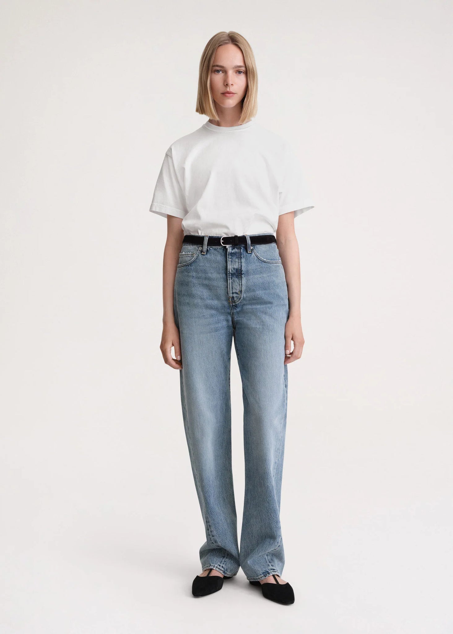 Twisted Seam Denim Full Length - Off White