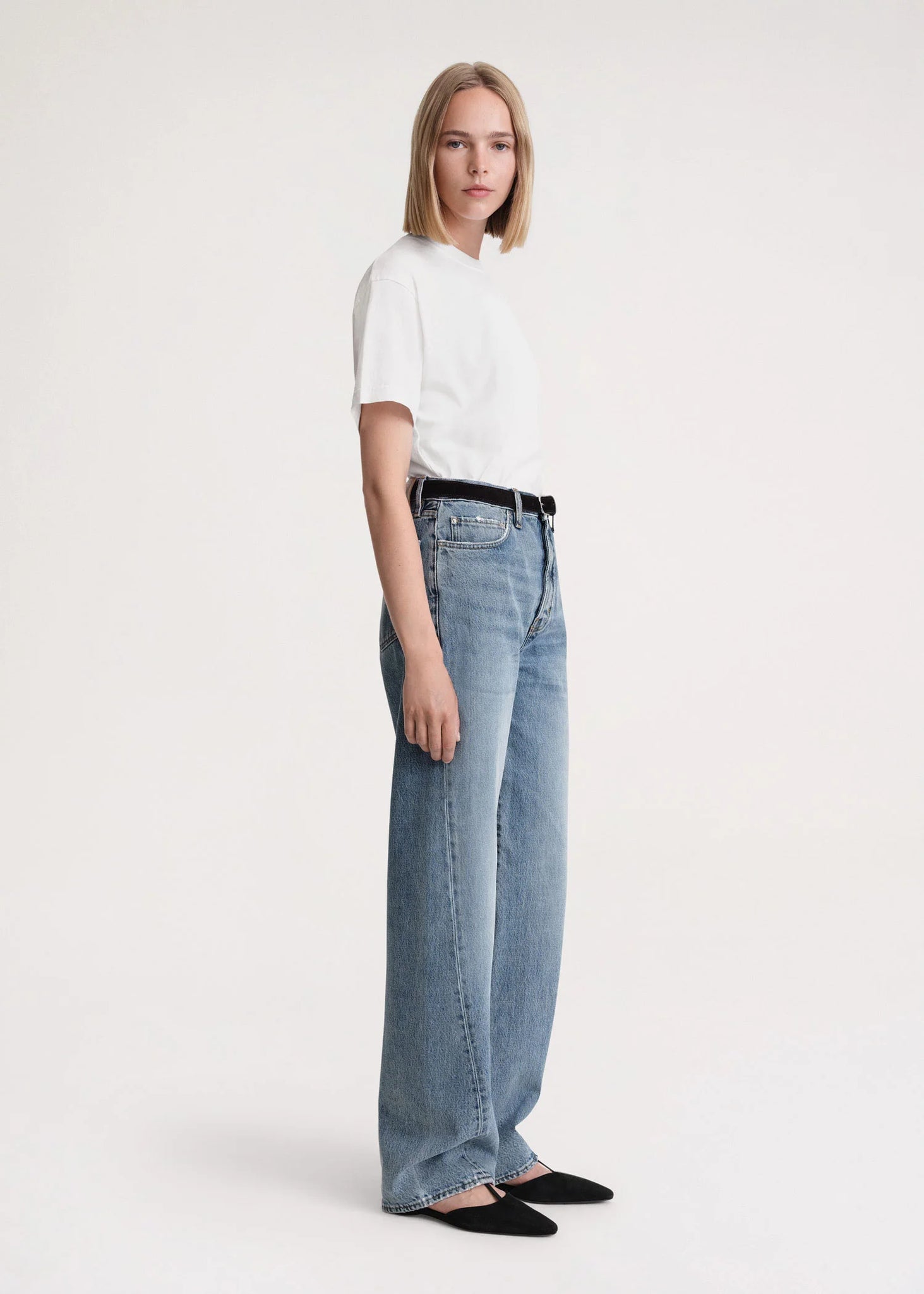 Twisted Seam Denim Full Length - Off White