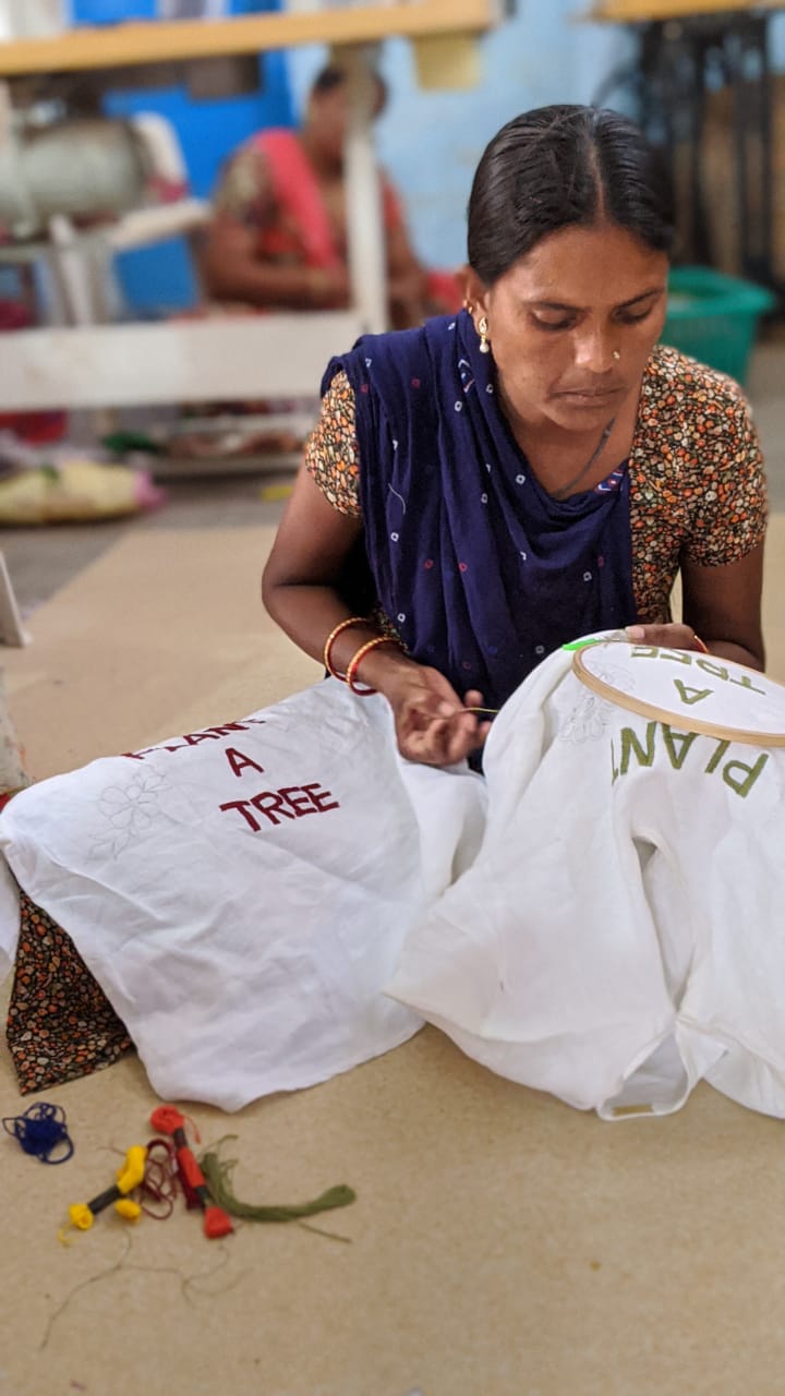 Saheli Hand Embroidered Plant A Tree T-Shirt