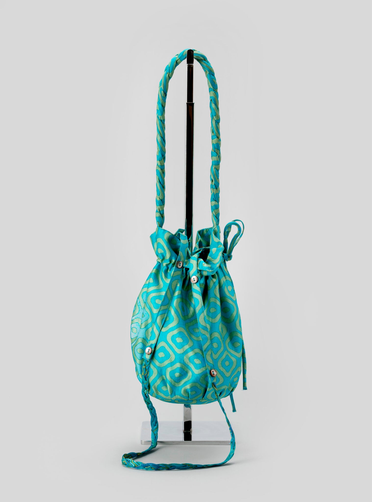 Damyanti Braided Silk Sari Pouch – Turquoise Square
