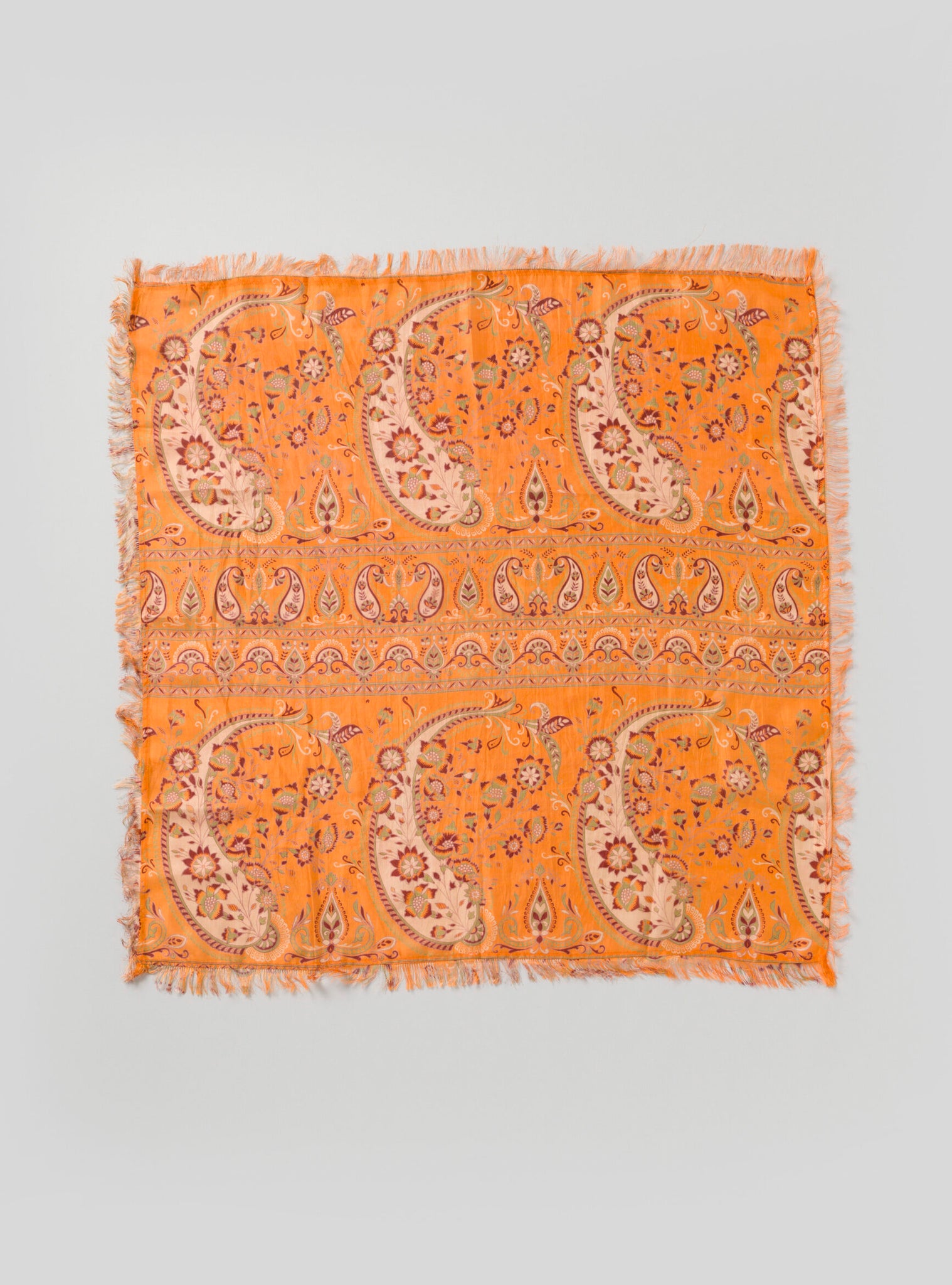 Oversized Goa Sari Scarf – Orange Paisley