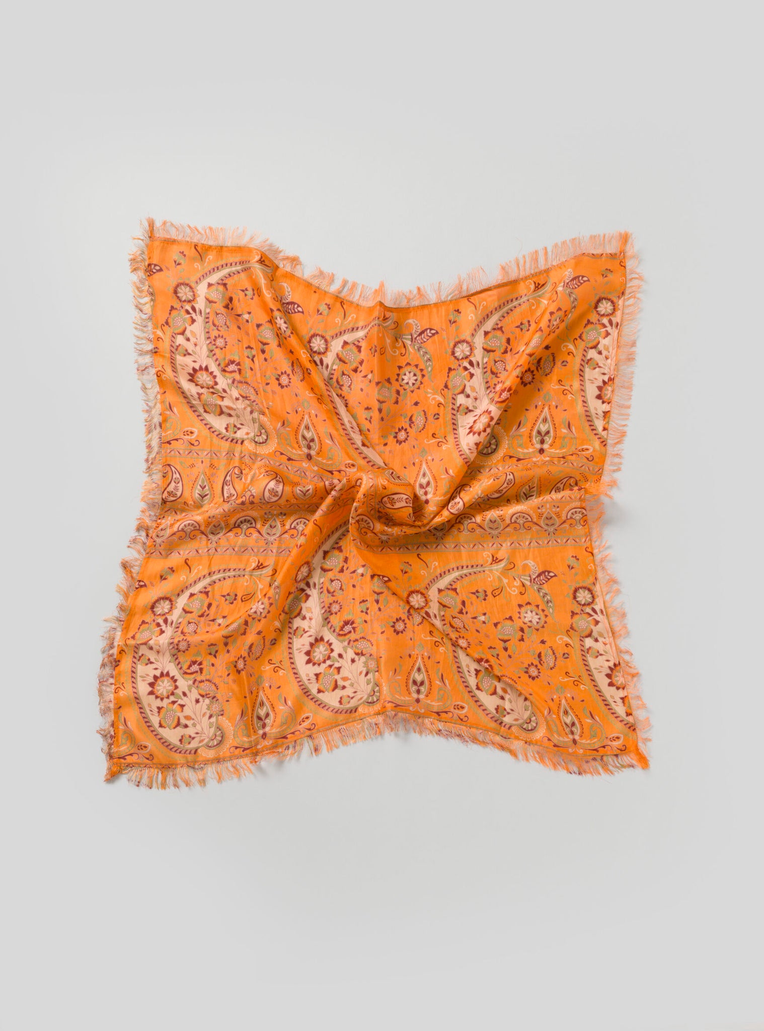 Oversized Goa Sari Scarf – Orange Paisley