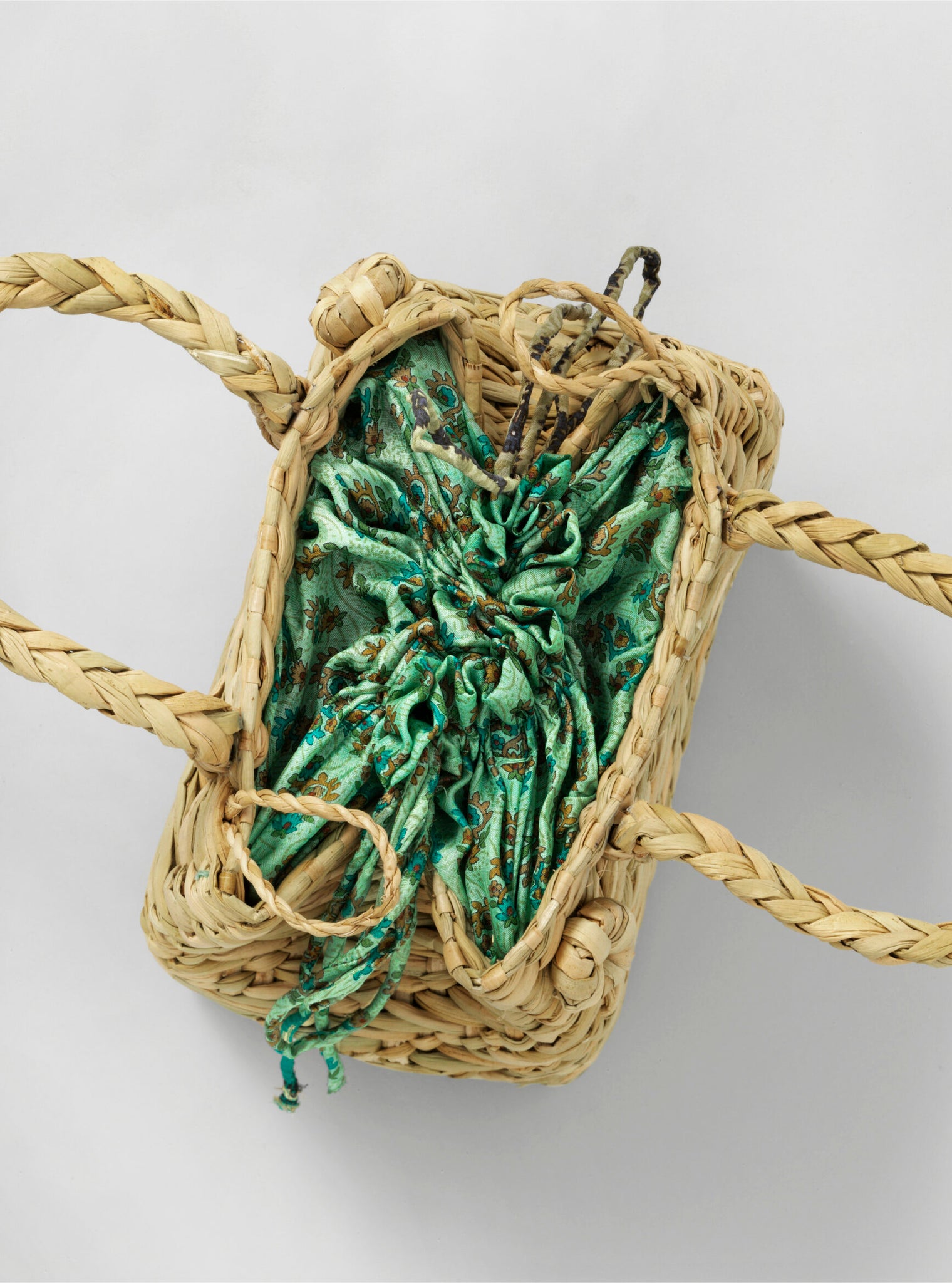 Mini Straw Bag - Square Turquoise Flower - Rêve Ultime