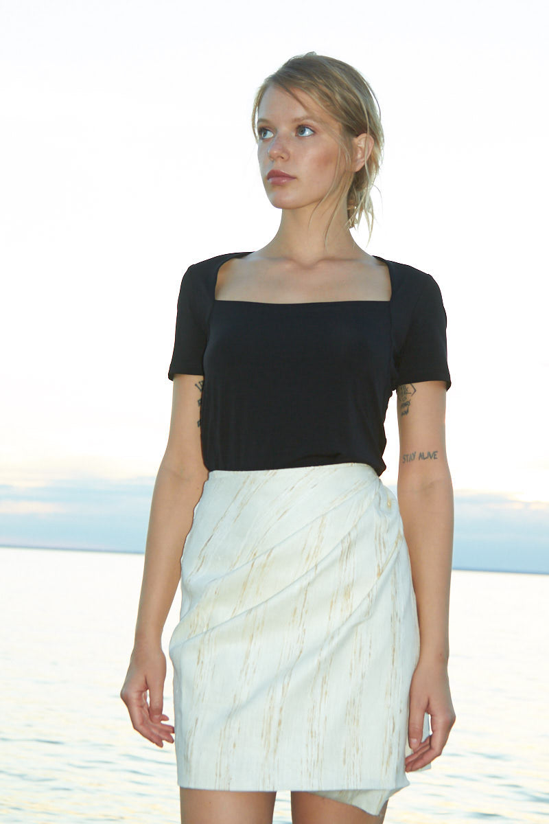 Tweed organic peace silk wrap skirt